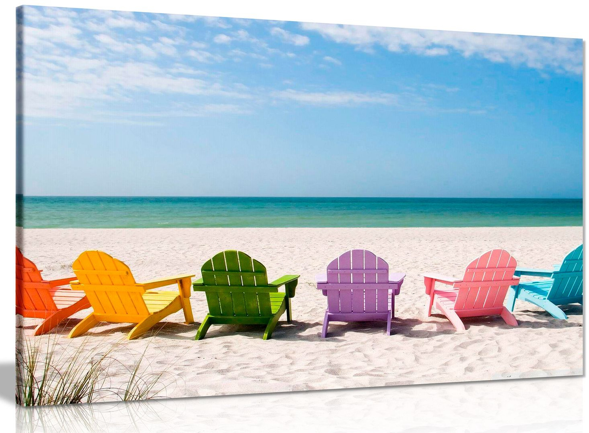 Beach Chairs Landscape Canvas Print For Sale